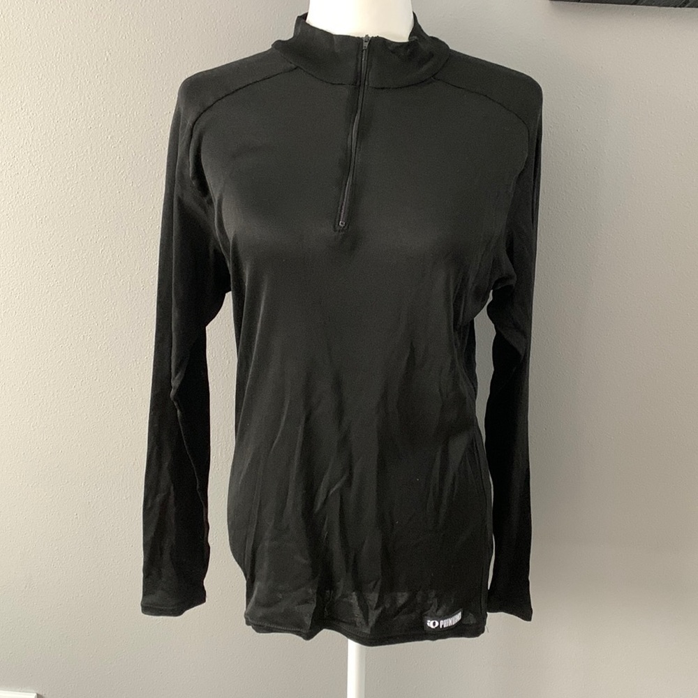 Pearl IZumi PHINTECH Black Quarter Zip Mock Neck Long Sleeve Top
